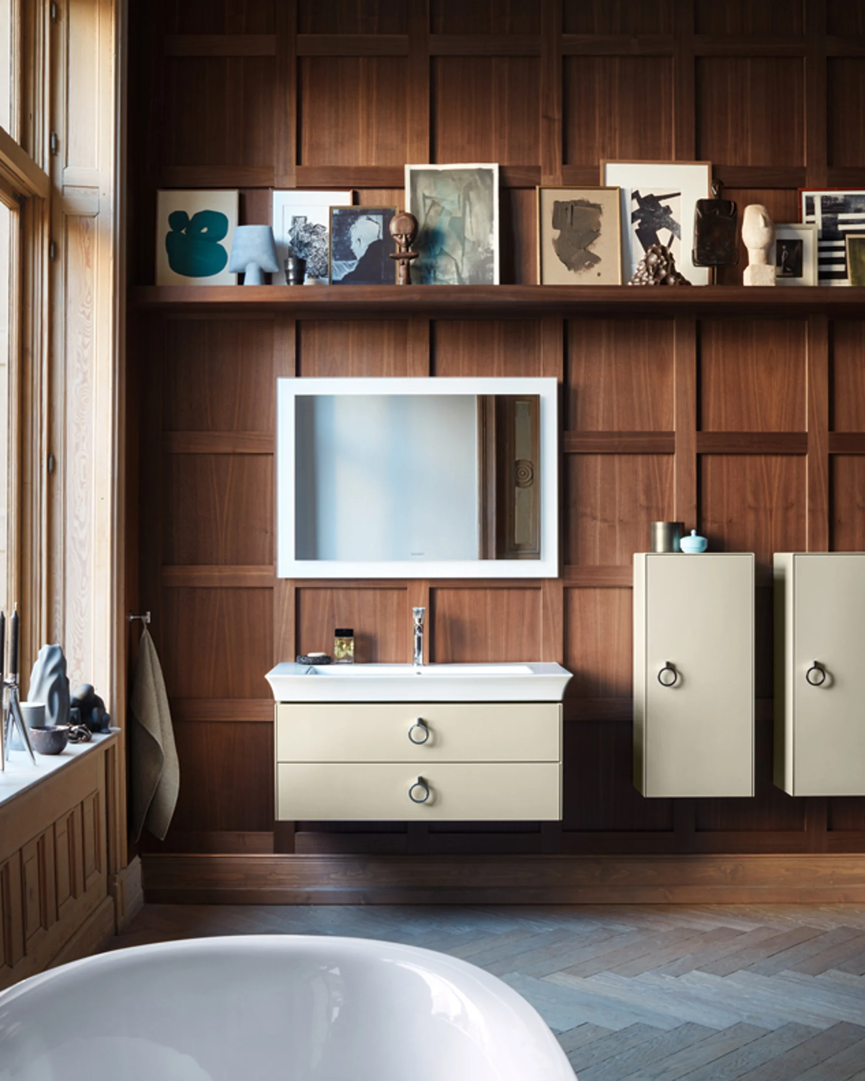 White Tulip bathroom with a sculptural freestanding bath